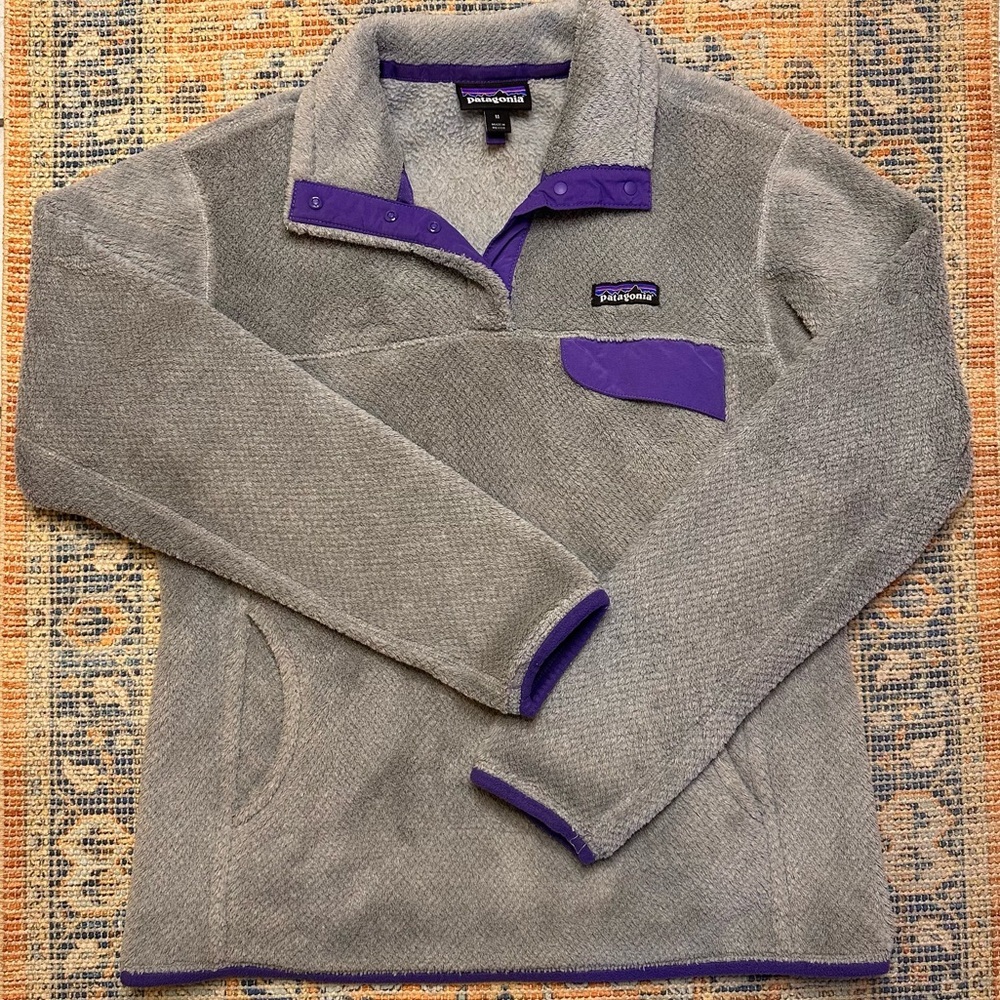 Patagonia Re-Tool Snap-T Fleece Pullover Gray Purple Medium